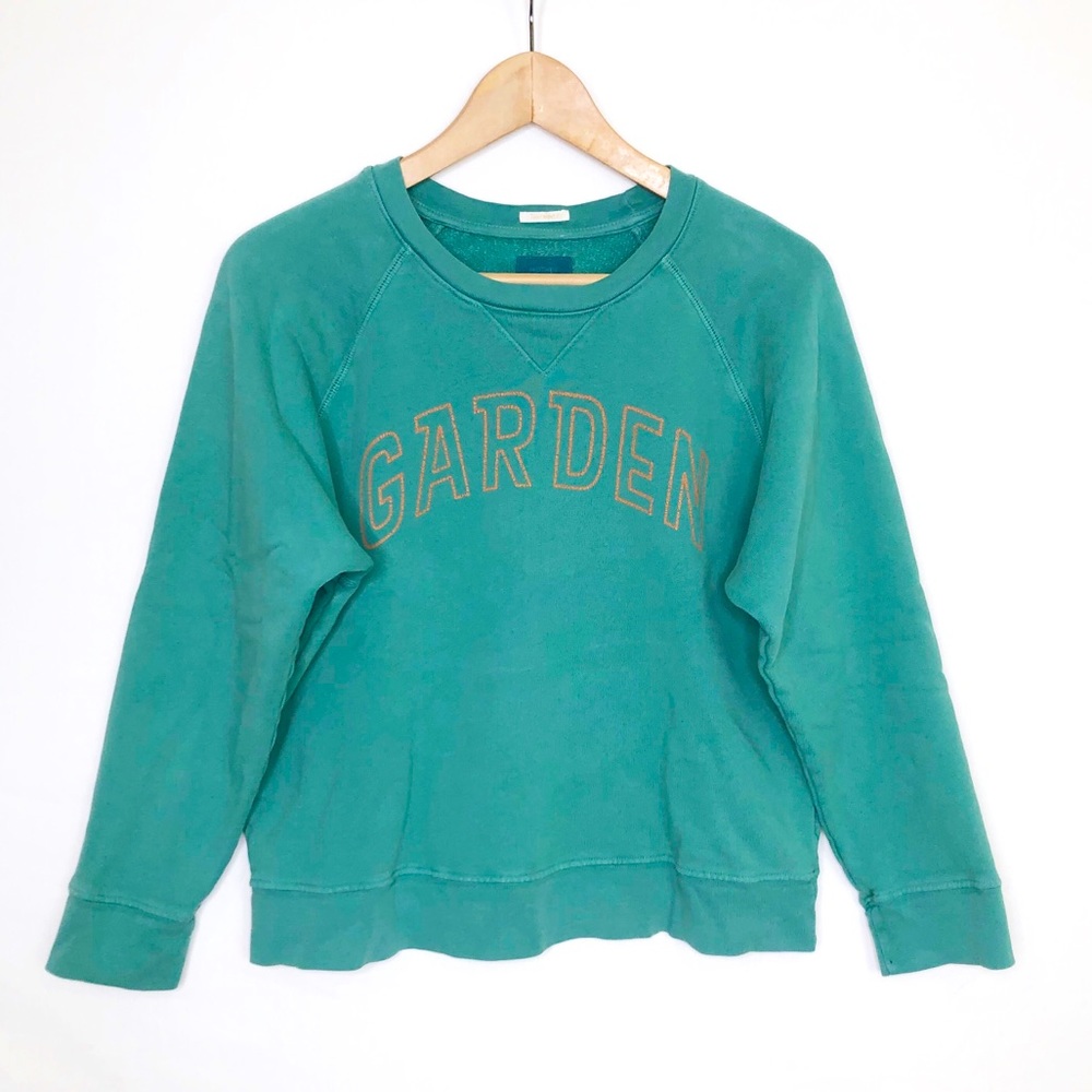 Mother denim the square garden, green graphic sweatshirt